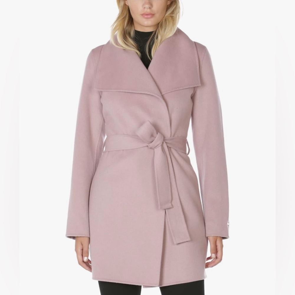 Tahari Women's Mauve Wrap Coat with Tie